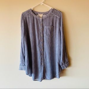 Sundance Denim Blue Striped Shirt Medium